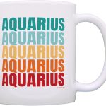 ThisWear Aquarius New Age Gifts For Women Retro Text Aquarius Word Art Zodiac Sign 11oz Ceramic Coffee Mug with Handle - Aquarius Mug for men