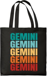 Retro Text Horoscope Word Art Astrological Sign Small Canvas Tote Bag - Gemini Canvas for men