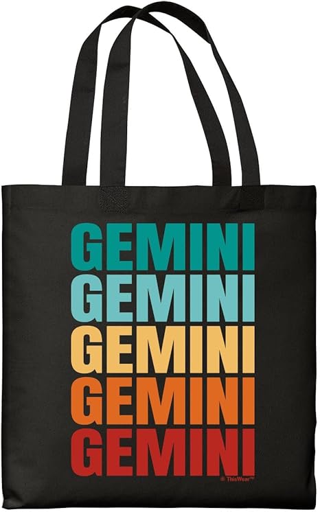 Retro Text Horoscope Word Art Astrological Sign Small Canvas Tote Bag - Gemini Canvas for men