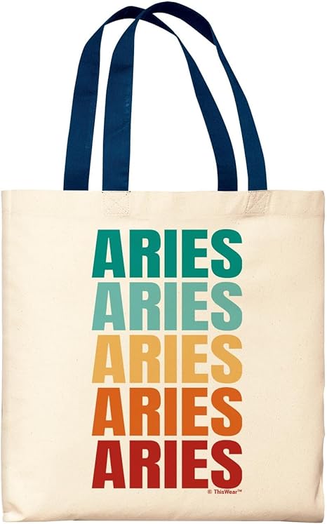 Retro Text Horoscope Word Art Astrological Sign Small Canvas Tote Bag - Aries Canvas for men