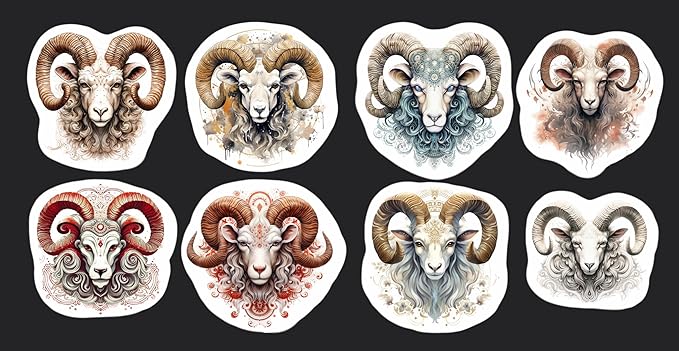 Capricorn Stickers, Set of 24 Stickers, Astrology Stickers, Waterproof Sticker, Journal Sticker, Die Cut Stickers. Zodiac Stickers, Celestial Stickers, Aries Zodiac Sign (Glossy, 2.5) (Matte, 3.5) - Aries Sticker for men