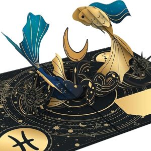 iGifts And Cards Mystical Pisces Zodiac 3D Pop Up Greeting Card - 5"x7" - Astrological Sign Birthday, Special Occasion, Horoscope Enthusiasts - Includes Note Card & Envelope - Unique Aquatic Design - Pisces for men