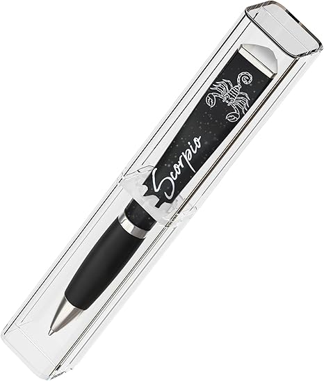 ANINKABOVE Zodiac Sign Ballpoint Pen Gift (3-sided pen in acrylic case), Cool Pens Constellation Design, Pretty Star Sign Gifts - Fancy Pens Great Astrology Gifts for Women and Men (Scorpio Pen) - Scorpio Products for men