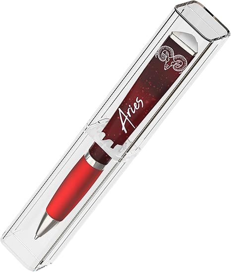 ANINKABOVE Aries Zodiac Sign Ballpoint Pen, Cool Pen Constellation Design, Zodiac Gifts Pretty Pens - Fancy Astrology Gifts for Women and Men (Aries Pen in acrylic case) - Aries for men