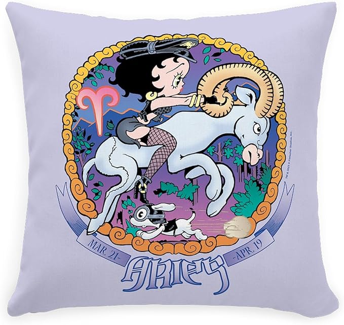 CafePress Betty Boop Zodiac Sign Aries Square Pillow, Decorative Accent Pillow Woven - Aries Pillow for men