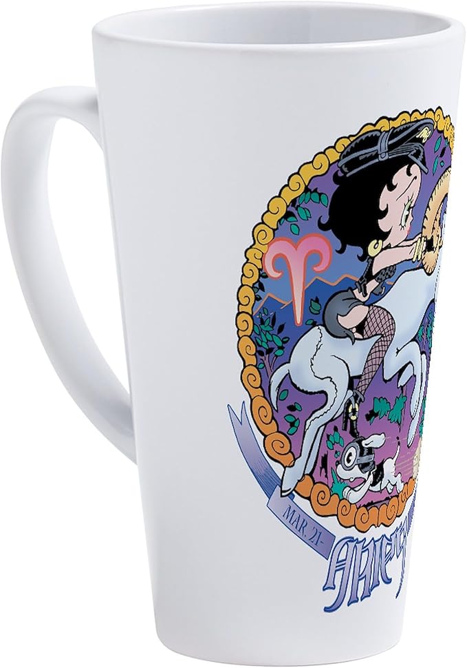 CafePress Betty Boop Zodiac Sign Aries 17 oz Latte Mug - Aries Mug for men