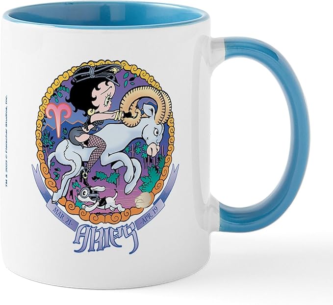 CafePress Betty Boop Zodiac Sign Aries 11 Oz Ceramic Mug 11 oz (325 ml) Ceramic Coffee Mug - Aries Mug for men