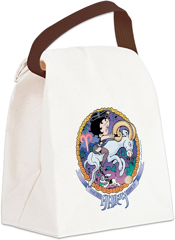 CafePress Betty Boop Zodiac Sign Aries Canvas Lunch Bag with Strap Handle - Aries Canvas for men