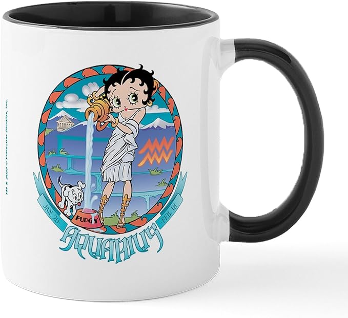 CafePress Betty Boop Zodiac Sign Aquarius 11 Oz Ceramic Mug 11 oz (325 ml) Ceramic Coffee Mug - Aquarius Mug for men