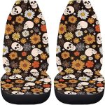 Halloween Gothic Skull Car Accessories Car Seat Covers Front Seats Only Hippie Daisy Retro Auto Seat Protectors Universal Fit Truck SUV Van Spider Web Bucket Car Cushion Covers Set - Scorpio Car Seat Cover for men