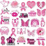 Fabbay 25 Pcs Breast Cancer Awareness Magnets Hope Believe Waterproof Pink Ribbon Car Magnets Magnetic Decals for Refrigerator Event Supplies Fridge Party Decoration(Breast Cancer Awareness) - Cancer Car Accessories for men