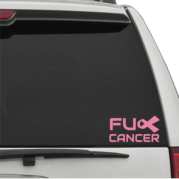 Fuck Cancer Sticker Cancer Awareness Ribbon Breast Decal Window Bumper Decal Sticker Suitable for Cars, Trucks 6inch (Pink) - Cancer Car Accessories for men