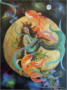 Trademark Fine Art Canvas Wall Art - Sue Clyne 'Pisces' Wall Art for Living Room, Bedroom, or Office Décor 35 x 47 Inches - Pisces Canvas for men