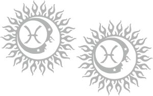 2 Pack - Pisces Zodiac Sign - Horoscope | Decal Vinyl Sticker Graphics for Car Truck SUV Van Window Laptop Tumbler| 5.5" Width by 5.5" Height HOM0471.090 Silver Grey Metallic - Pisces Car Accessories for men