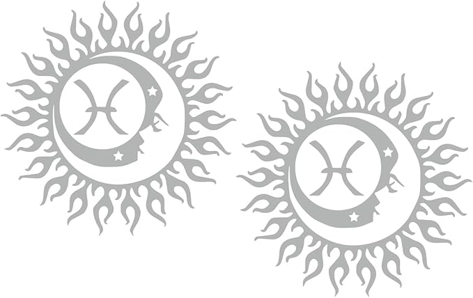 2 Pack - Pisces Zodiac Sign - Horoscope | Decal Vinyl Sticker Graphics for Car Truck SUV Van Window Laptop Tumbler| 5.5" Width by 5.5" Height HOM0471.090 Silver Grey Metallic - Pisces Car Accessories for men