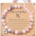 Zodiac Bracelet For Women Zodiac Gifts Natural Stone Zodiac Charm Adjustable Size Birthday Christmas Gifts - Scorpio Accessories for men