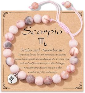Zodiac Bracelet For Women Zodiac Gifts Natural Stone Zodiac Charm Adjustable Size Birthday Christmas Gifts - Scorpio Accessories for men