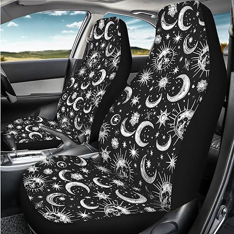 Yewattles Moon Star Bucket Car Seat Covers Front Seats Only Van Seat Towel Mat Protector Auto Interior Decor Car Accessories Set of 2 for Women Men Easy Install Clean - Aquarius Car Seat Cover for men