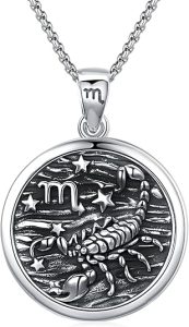 Unisex Zodiac Sign Necklace 925 Sterling Silver Constellation Pendant Necklaces,Horoscope Zodiac Jewelry Birthday Gift for Women - Scorpio Accessories for men