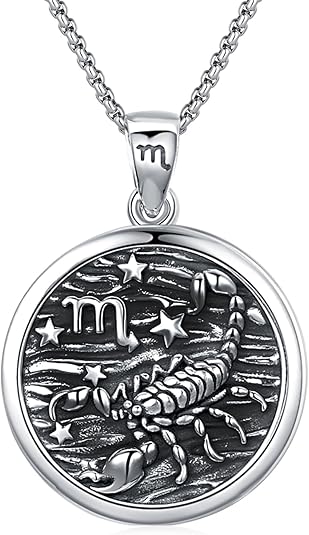 Unisex Zodiac Sign Necklace 925 Sterling Silver Constellation Pendant Necklaces,Horoscope Zodiac Jewelry Birthday Gift for Women - Scorpio Accessories for men