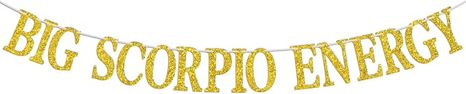 Big Scorpio Energy Banner, Scorpio Season Oct/Nov. Birthday Cake Decor - 12 Constellation Theme Birthday Party Decorations Supplies, Gold Glitter - Scorpio Accessories for men