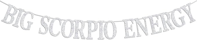 Big Scorpio Energy Banner, Scorpio Season Oct/Nov. Birthday Cake Decor - 12 Constellation Theme Birthday Party Decorations Supplies, Silver Glitter - Scorpio Canvas for men