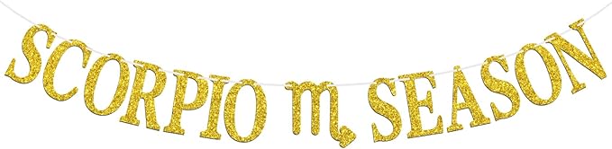 Scorpio Season Banner, Big Scorpio Energy Bunting Sign, 12 Constellation Theme Happy Birthday October/November Horoscope Birthday Party Decorations Supplies, Gold Glitter - Scorpio Canvas for men