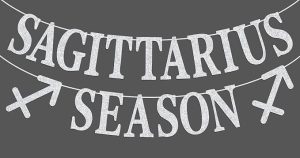 Sagittarius Season Banner, Big Sagittarius Energy Bunting Sign, 12 Constellation Theme Happy Birthday November/December Horoscope Birthday Party Decorations Supplies, Silver Glitter - Sagittarius Home Decor for men