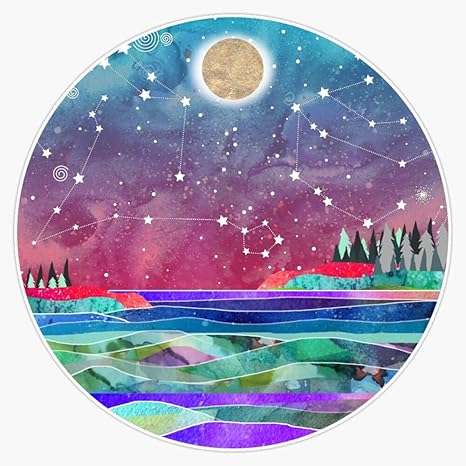 Pisces Constellation Watercolour Coastal Scene Sticker Bumper Sticker Vinyl Decal 5" - Pisces Car Accessories for men