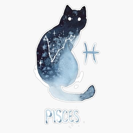 Zodiac Cat - Pisces Sticker Bumper Sticker Vinyl Decal 5" - Pisces Car Accessories for men