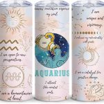 Aquarius February Birthday Gifts for Women 20oz Skinny Stainless Steel Tumbler, Astrology Decor Gifts,Reusable Stainless Steel Water Bottle for Hot & Cold Drinks Iced Coffee Travel Mug (Pack of 1) - Aquarius Mug for men
