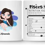 Gossby Custom Pisces Sign Coffee Mug - Personalized 11oz Horoscope with Design, Name, Nutrition Fact - Birthday, Christmas Zodiac Gift for Astrology Lover, Women, Sister, Friend V1 - Pisces for men