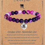 Zodiac Bracelet for Women Girls, Zodiac Bracelet Gifts for Women Birthday Valentine Christmas End of Year, Natural Stone Horoscope Beaded Bracelet Healing Zodiac Bracelet Gifts for Women Girls - Scorpio Products for men