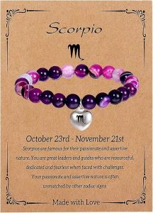 Zodiac Bracelet for Women Girls, Zodiac Bracelet Gifts for Women Birthday Valentine Christmas End of Year, Natural Stone Horoscope Beaded Bracelet Healing Zodiac Bracelet Gifts for Women Girls - Scorpio Products for men