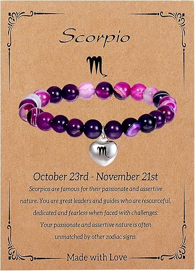 Zodiac Bracelet for Women Girls, Zodiac Bracelet Gifts for Women Birthday Valentine Christmas End of Year, Natural Stone Horoscope Beaded Bracelet Healing Zodiac Bracelet Gifts for Women Girls - Scorpio Products for men
