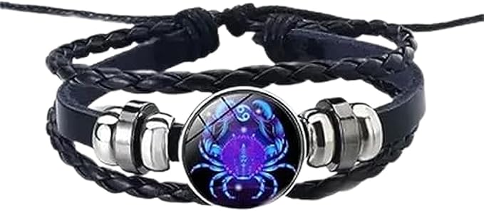LXURY Zodiac Signs Spirit Bracelet,Adjustable Handmade Woven Multilayer 12 Constellation Zodiac Leather Bracelets, Bracelet for Women Men (Aries) - Aries Bracelet for men