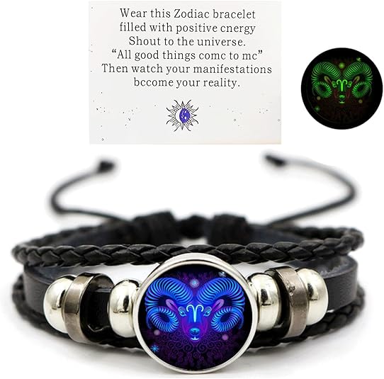 Zodiac Signs Spirit Bracelet Zodiac Bracelet for Women Men Adjustable 12 Constellation Bracelet Multilayer Zodiac Black Leather Bracelets Zodiac Sign Wrap Bracelet for Women Men Birthday Jewelry - Aries Bracelet for men