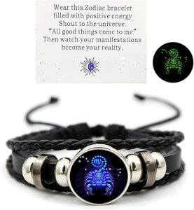 Zodiac Signs Spirit Bracelet Zodiac Bracelet for Women Men Adjustable 12 Constellation Bracelet Multilayer Zodiac Black Leather Bracelets Zodiac Sign Wrap Bracelet for Women Men Birthday Jewelry - Scorpio Products for men