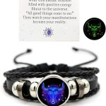 Zodiac Signs Spirit Bracelet Zodiac Bracelet for Women Men Adjustable 12 Constellation Bracelet Multilayer Zodiac Black Leather Bracelets Zodiac Sign Wrap Bracelet for Women Men Birthday Jewelry - Taurus for men