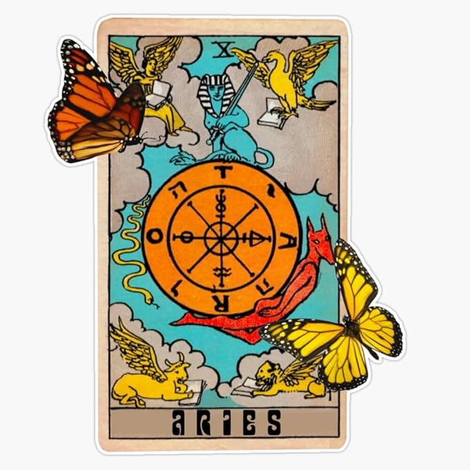 Aries Tarot Card Zodiac Sign Bumper Sticker Vinyl Decal 5" - Aries Sticker for men