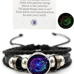 Zodiac Signs Spirit Bracelet Zodiac Bracelet for Women Men Adjustable 12 Constellation Bracelet Multilayer Zodiac Black Leather Bracelets Zodiac Sign Wrap Bracelet for Women Men Birthday Jewelry - Pisces for men