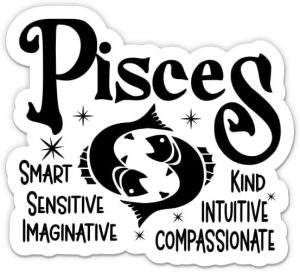 Zodiac Pisces Sign Birthday Stickers - 2 Pack - Waterproof Vinyl for Car, Phone, Water Bottle, Laptop - Pisces Decals (2-Pack) - Pisces Car Accessories for men