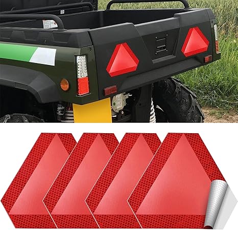 Slow Moving Vehicle Sign 4 Pack,7"x8" Diamond Grade Reflective Sticker,Car Safety Sticker and Decal,SMV Sign for Golf Cart(Red,4Pack) - Aries Sticker for men