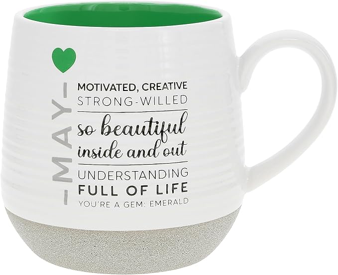 Pavilion Gift Company - May 17 oz. Mug, Astrology gifts, Stoneware Ceramic Coffee Mug with Astrological Sign, Green - Aries Mug for men