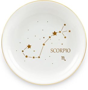 Homlouue Scorpio Zodiac Ring Dish - Birthday Gift for Women - Ceramic Astrology Sign Trinket Tray, Jewelry Holder - Constellation Gift for Best Friends - Scorpio Products for men