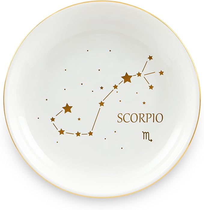 Homlouue Scorpio Zodiac Ring Dish - Birthday Gift for Women - Ceramic Astrology Sign Trinket Tray, Jewelry Holder - Constellation Gift for Best Friends - Scorpio Products for men