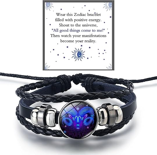 Zodiac Signs Spirit Bracelet For Women Men, 12 Constellation Leather Multilayer Handmade Woven Adjustable Bracelets Unisex Glow in the Dark Zodiac Jewelry Birthday Gifts - Aries Bracelet for men