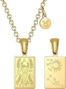 18k Gold Plated Stainless Steel Zodiac Sign Necklaces Astrology Gifts for Women Constellation Pendant Jewelry - Taurus Products for men