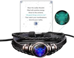 ZMANYIJEW Zodiac Soul Bracelet for Women Handmade Adjustable Twelve Constellations Leather Bracelet Series Manifestation Bracelet for Women and Men - Taurus Products for men