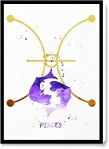 WALL ART DECOR,MODERN KITCHEN DECOR,BATHROOM DECOR,Pisces Astrology Pisces Art Pisces Gift Pisces Wall Art Zodiac Star Sign Pisces Art Horoscope Symbol,16''x24''Framed Modern Canvas Wall Art - Pisces Canvas for men